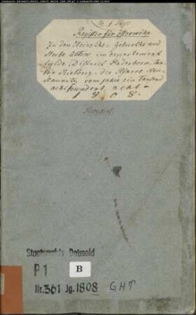 Zivilstandsregister der katholischen Gemeinde Oesterwiehe, Kreis Wiedenbrück (GHT 1808) (Gemeinde: Katholische Gemeinde Oesterwiehe)