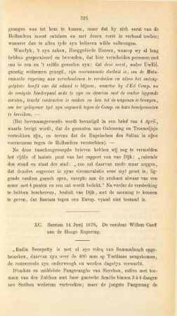 XC. Bantam 14 Junij 1678. De resident Willem Caeff aan de Hooge Regering