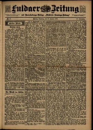 Erste Ausgabe vom Samstag, den 17. Januar 1903.