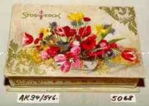 Pappschachtel für Pralinen "STOLLWERCK" (Abbildung eines Straußes mit Frühlingsblumen)