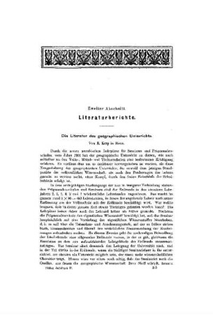 Die Literatur des geographischen Unterrichts