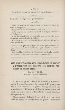 Note sur l'application de transformations de contact a l'intégration des équations aux dérivées partielles du second ordre.
