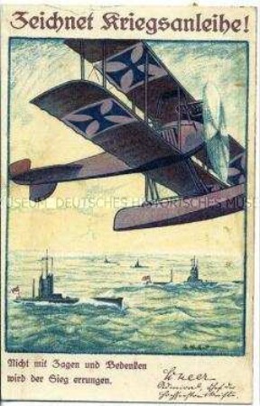Postkarte mit Aufruf zur Kriegsanleihe