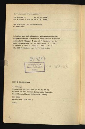 Der Lehrplan tritt ...