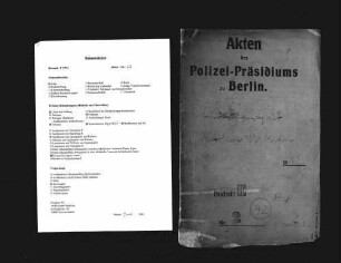 Ermittlungsakte des Polizeipräsidiums Berlin im Mordfall Matthias Erzberger