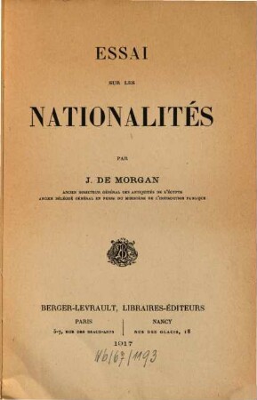 Essai sur les nationalités