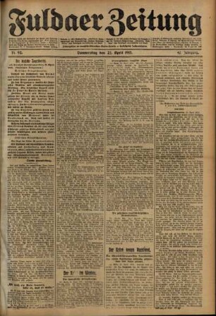Ausgabe vom Donnerstag, den 22. April 1915.
