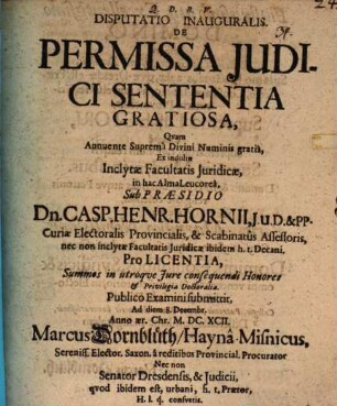 Disp. inaug. de permissa iudici sententia gratiosa