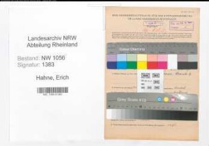 Entnazifizierung Erich Hahne , geb. 27.03.1905 (Lehrer)