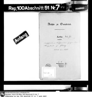 Beschwerden gegen den Magistrat zu Iburg