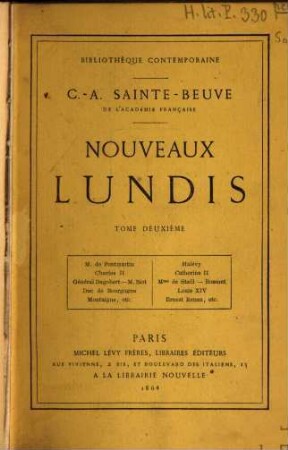 Nouveaux lundis, II