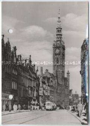 Danzig, Langgasse mit Rathaus
