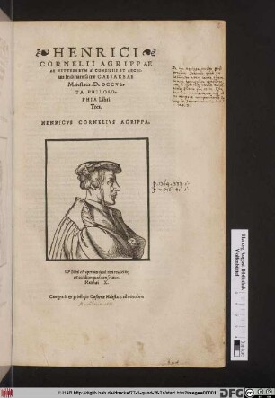 Henrici Cornelii Agrippae Ab Nettesheym A Consiliis Et Archiuis Inditiarii sacræ Caesareae Maiestatis: De Occvlta Philosophia : Libri Tres