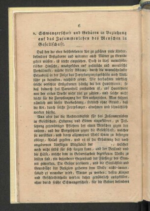 2. Schwangerschaft und Gebären in Beziehung auf das Zusammenleben des Menschen in Gesellschaft.