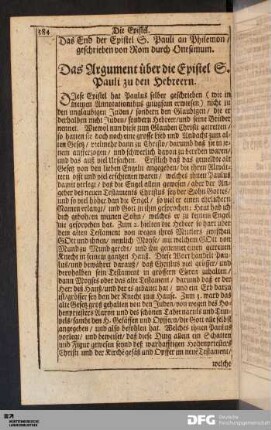 Die Epistel S. Pauli an die Hebreer.