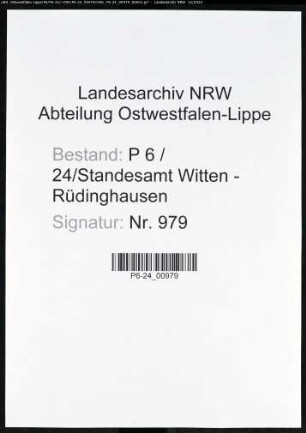 Sterberegister Standesamt Witten-Rüdinghausen
