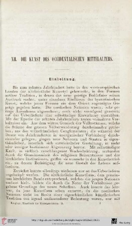 XII. Die Kunst des occidentalischen Mittelalters