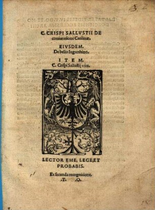 C. Crispi Sallvstii De coniuratione Catilinae