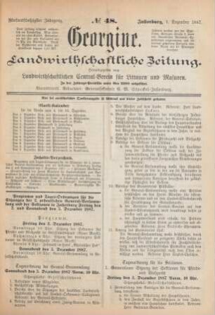 Fünfundfünfzigster Jahrgang. No. 48. Insterburg, 1. Dezember 1887.