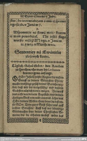 Täglich SchulGebet, den Knaben zu sprechen, ehe man die Lectiones des morgens anfängt