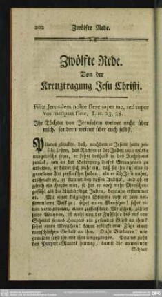 Zwölfte Rede. Von der Kreuztragung Jesu Christi