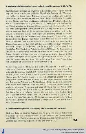 8. Wellwart als öttingisches Lehen im Besitz der Hersperger 1585-1679.