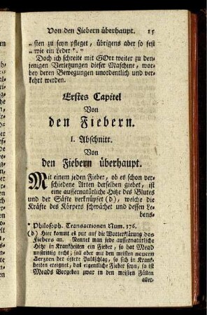 Erstes Capitel. Von den Fiebern.