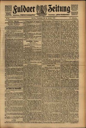 Erste Ausgabe vom Donnerstag, den 14. Januar 1909.