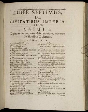 Caput I.; De nominis atque rei definitionibus, nec non divisionibus Civitatum