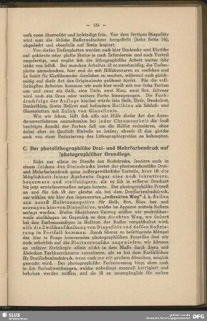 C. Der photolithographische Drei- und Mehrfarbendruck auf photographischer Grundlage