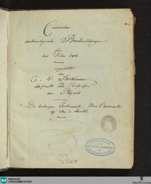 1811: Carlsruher meteorologische Beobachtungen vom Jahr 1811