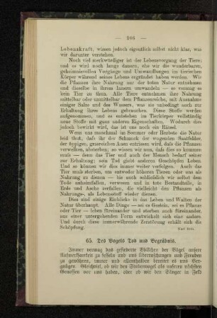65. Des Vogels Tod und Begräbnis.