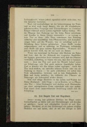 65. Des Vogels Tod und Begräbnis.