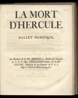 La Mort d'Hercule : ballet heroi͏̈que