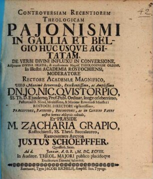 Controversiam recentiorem theologicam Paionismi in Gallia et Belgio hucusque agitatam de verbi divini influxu in conversione