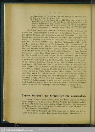 Johann Mathesius, der Bergprediger von Joachimsthal