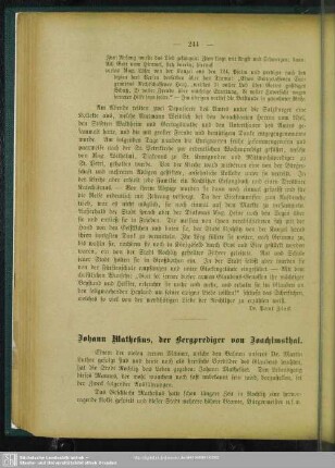 Johann Mathesius, der Bergprediger von Joachimsthal