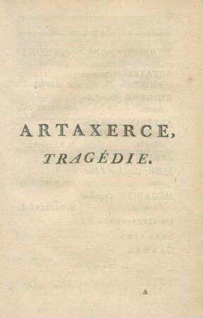 Artaxerce, Tragédie.