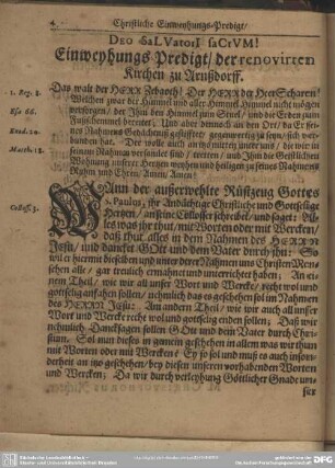 Einweyhungs-Predigt der renovirten Kirchen zu Arnßdorff