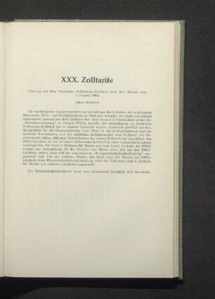 XXX. Zolltarife