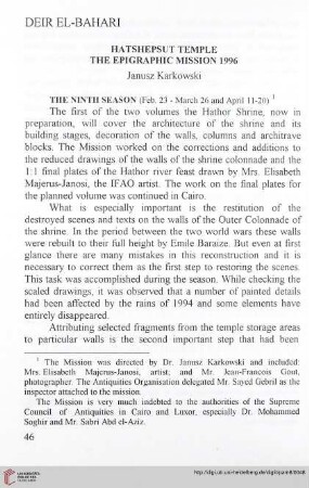 8: Hatshepsut temple : the epigraphic mission 1996