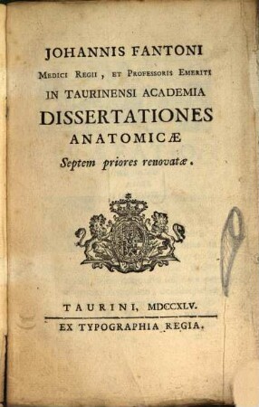 Dissertationes anatomicae VII priores renovatae