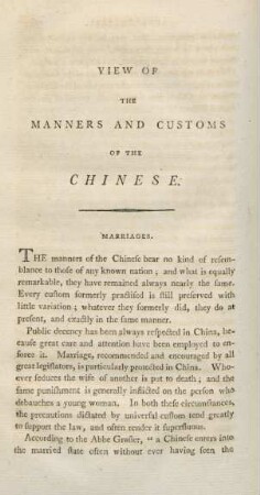 [VIII.] View of the manners and customs of the Chinese