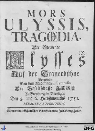 Mors Ulyssis : Tragoedia