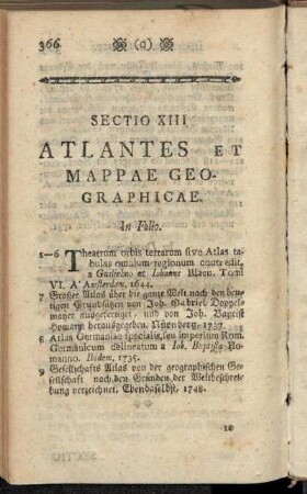 Sectio XIII. Atlantes Et Mappae Geographicae