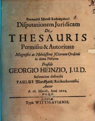 Disp. iur. de thesauris
