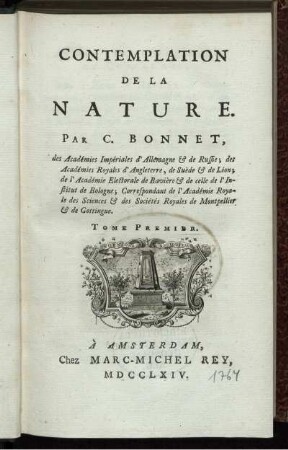 T. 1: Contemplation De La Nature. Tome Premier
