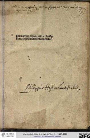 Lombardica historia que a plerisque Aurea legenda sanctorum appellatur.