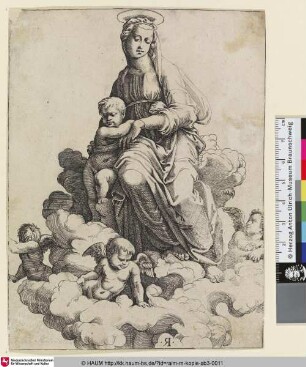 [La Vierge assise sur des nues; The Virgin seated on Clouds; Die Jungfrau auf den Wolken sitzend]