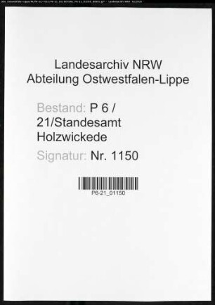 Sterberegister Standesamt Holzwickede